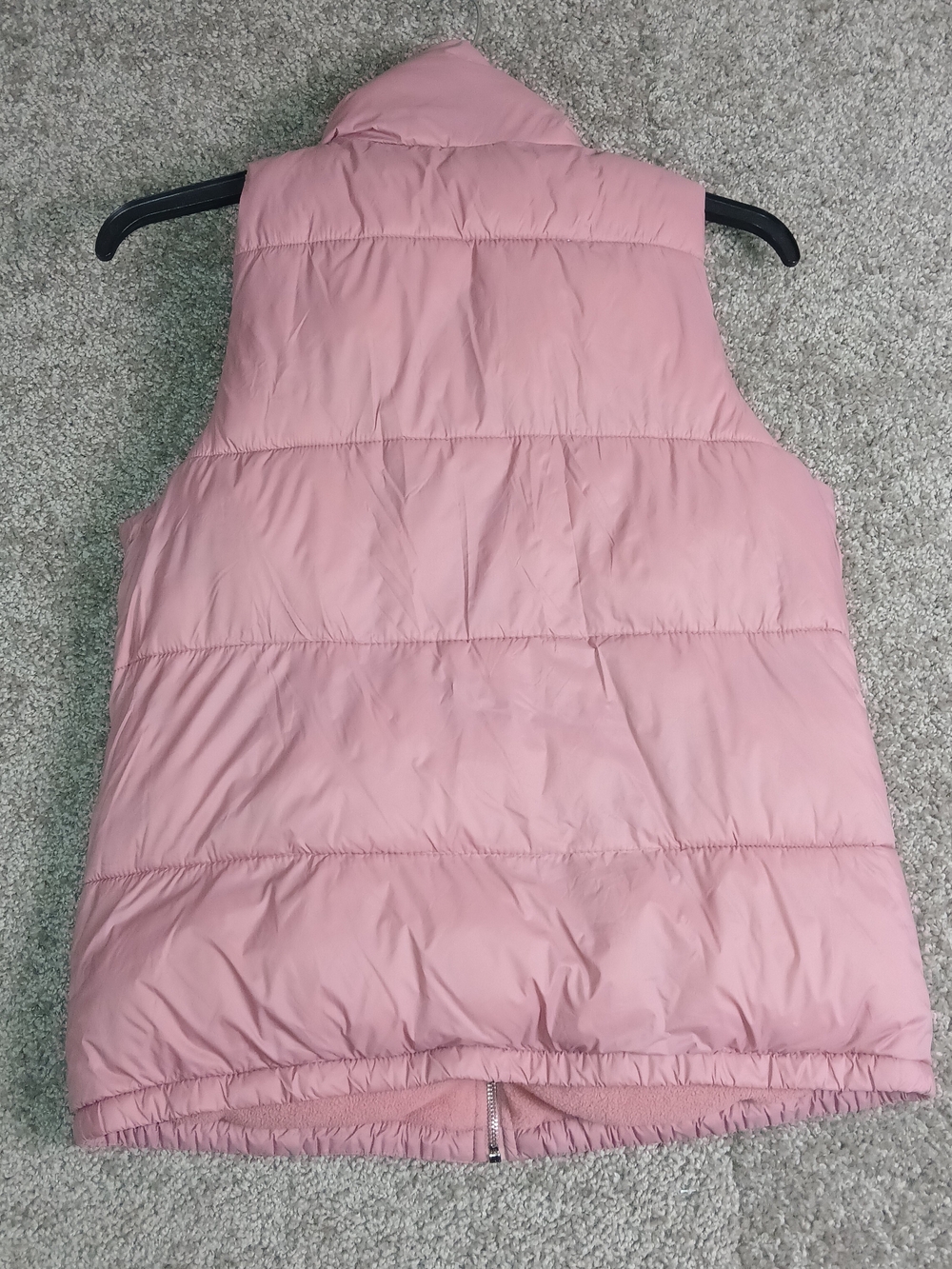 Old Navy Puffer Vest Womens Size M Pink Fleece Lined Full Zip Snap Pockets - Picture 5 of 10